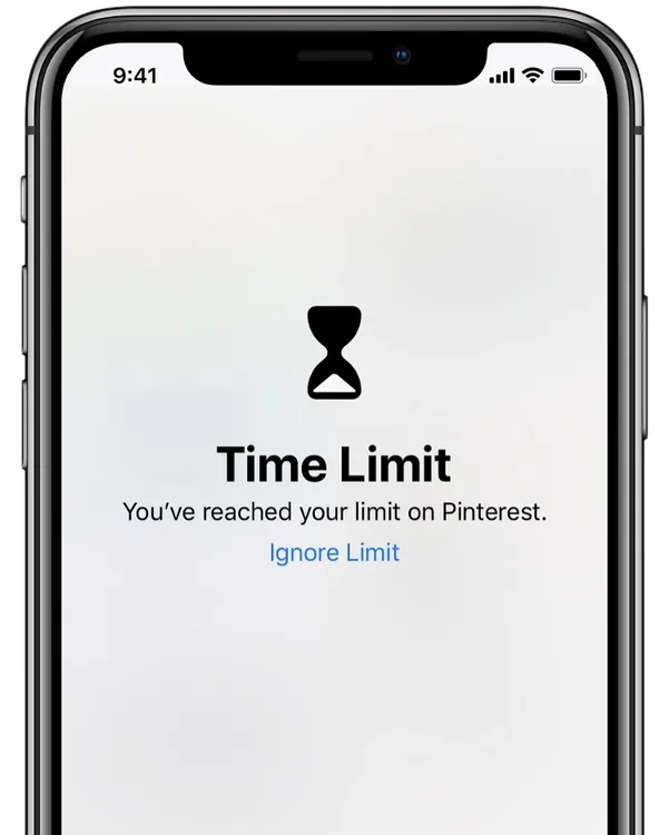 A time limit screen blocking an app.