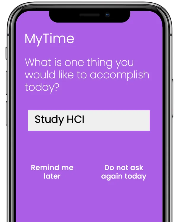 A reflection prompt asking what the user wants to accomplish today.